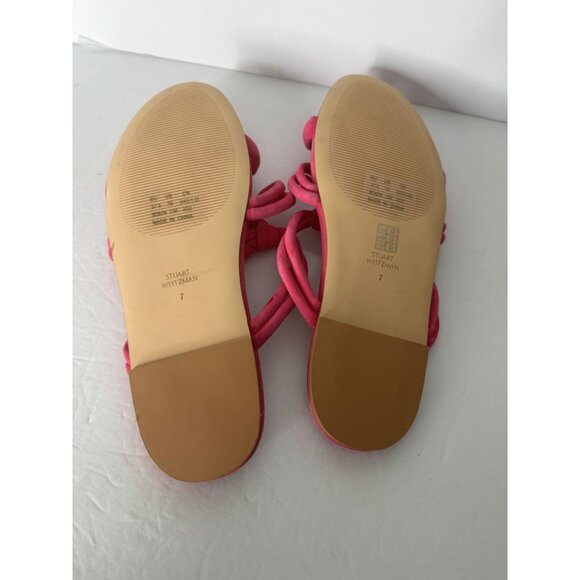 NEW Stuart Weitzman Pink Suede Twist Knot Flat Sandal Size 7 EU 37.5 - Picture 5 of 5